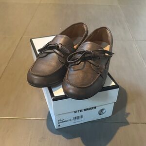 Steve Madden Sag Dark Brown Leather Boat Shoes